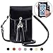 SHOE GONE Small Fringe Crossbody Bag Cell Phone Purse Wallet with Touch Screen Window Carabiner Credit Card Slots for Women Gift Black, Medium
