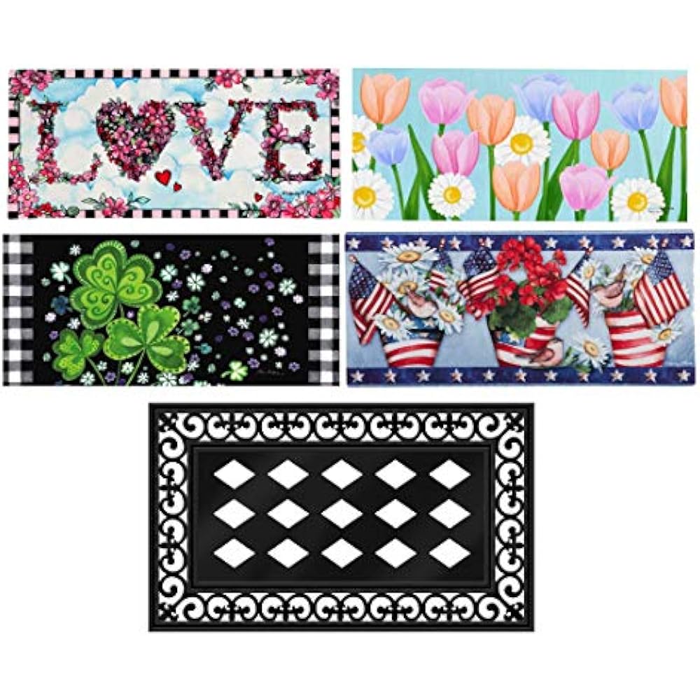 Evergreen Flag Seasonal Sassafras Interchangeable Mat And Tray Set Of 5