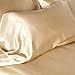 AiMay 3 Piece Satin Duvet Cover Set (1 Duvet Cover + 2 Pillowcases) Rich Silk Silky 100% Super Soft Microfiber Honeymoon Sexy Bedding Collection (Queen, Gold)
