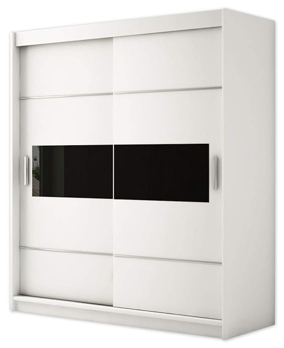 Kryspol Schwebetürenschrank Renato 6 150 Kleiderschrank mit Lacobel, Kleiderstange und Einlegeboden Schlafzimmer- Wohnzimmers
