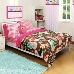 Amazon.com: Adorable 5pc Girl Pink Brown Green Owl Floral
