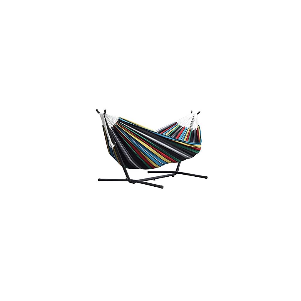 Vivere Double Hammock with Space Saving Steel Stand, Denim LAVORIST