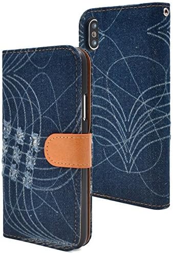 PLATA for iPhone X Case Damage Denim Smooth Cushion Design note book type cover wallet case pouch [ B ]