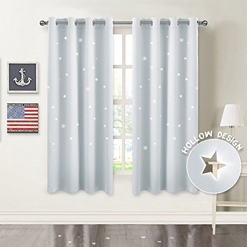 80 Off Pony Dance Greyish White Star Cutout Curtains 52 W By 63