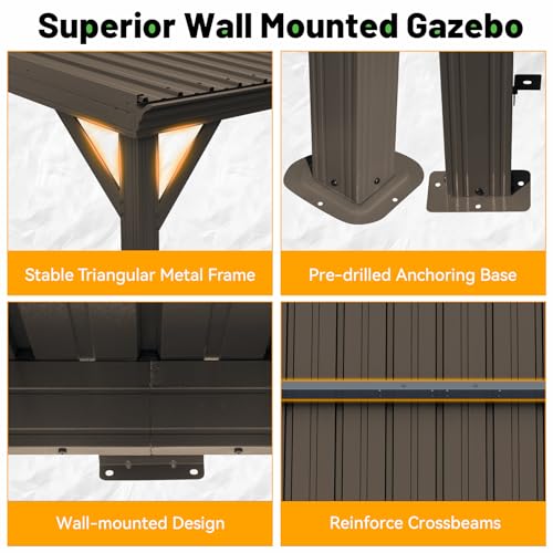 SHPAI 10x14 Wall Mounted Hardtop Gazebo Review: Lean-To Outdoor Shelter with Gutter image 24