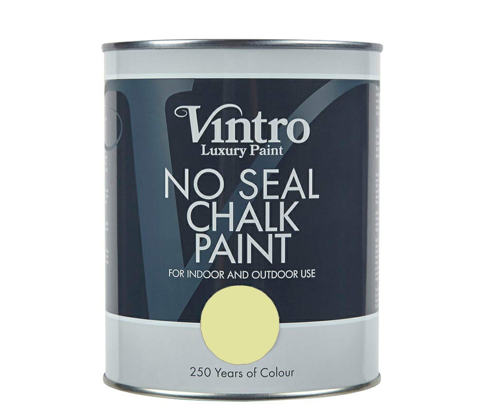Vintro | No Seal Chalk Paint | Yellow with hint of Green | Interior & Exterior Use | Furniture | Walls | Wood | Metal | 1 Litre (Citron)