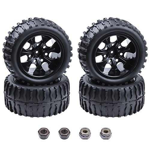 (4-Pack) HobbyPark RC Tires and Wheels Rims Sets Foam Inserts 12mm Hex For 1/10 Scale Redcat Racing Volcano EPX (Pro) Electric Truck