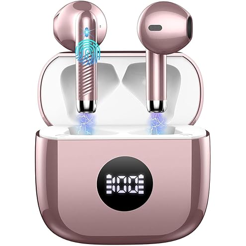 JBES Bluetooth Earbuds Wireless Headphones, 60H Deep Bass Ear Buds with 4 Noise Cancelling Microphone, IP5 Waterproof Earphones for iPhone Android Sports audifonos Bluetooth inalambricos (Obsidian) - View 6