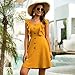 Women Mini Aline Dress – Ladies Summer Ruffle Sleeveless Button Up Dresses – High Waist Back Criss Dressthumb 3