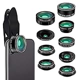 Cell Phone Camera Lens, Kaiess 9 in 1 Wide Angle Lens,Macro Lens,Fisheye Lens,Telephoto Lens,CPL Lens, Kaleidoscope and Starburst Lens Compatible with iPhone,Samsung,Most Andriod Phones