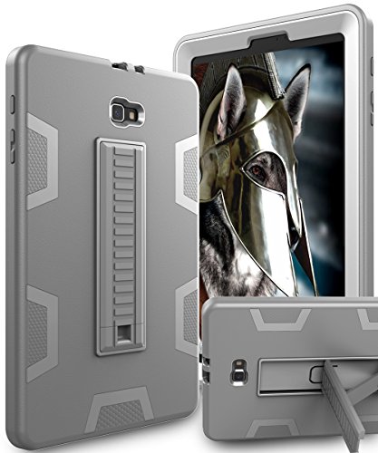 Samsung Galaxy Tab A 10.1 Case,KAKA[Kickstand Feature]Three Layer Hybrid Heavy Duty Full-Body Shockproof Anti-Slip Protective Case for Samsung Galaxy Tab A 10.1 inch Tablet(SM-T580/SM-585),Grey