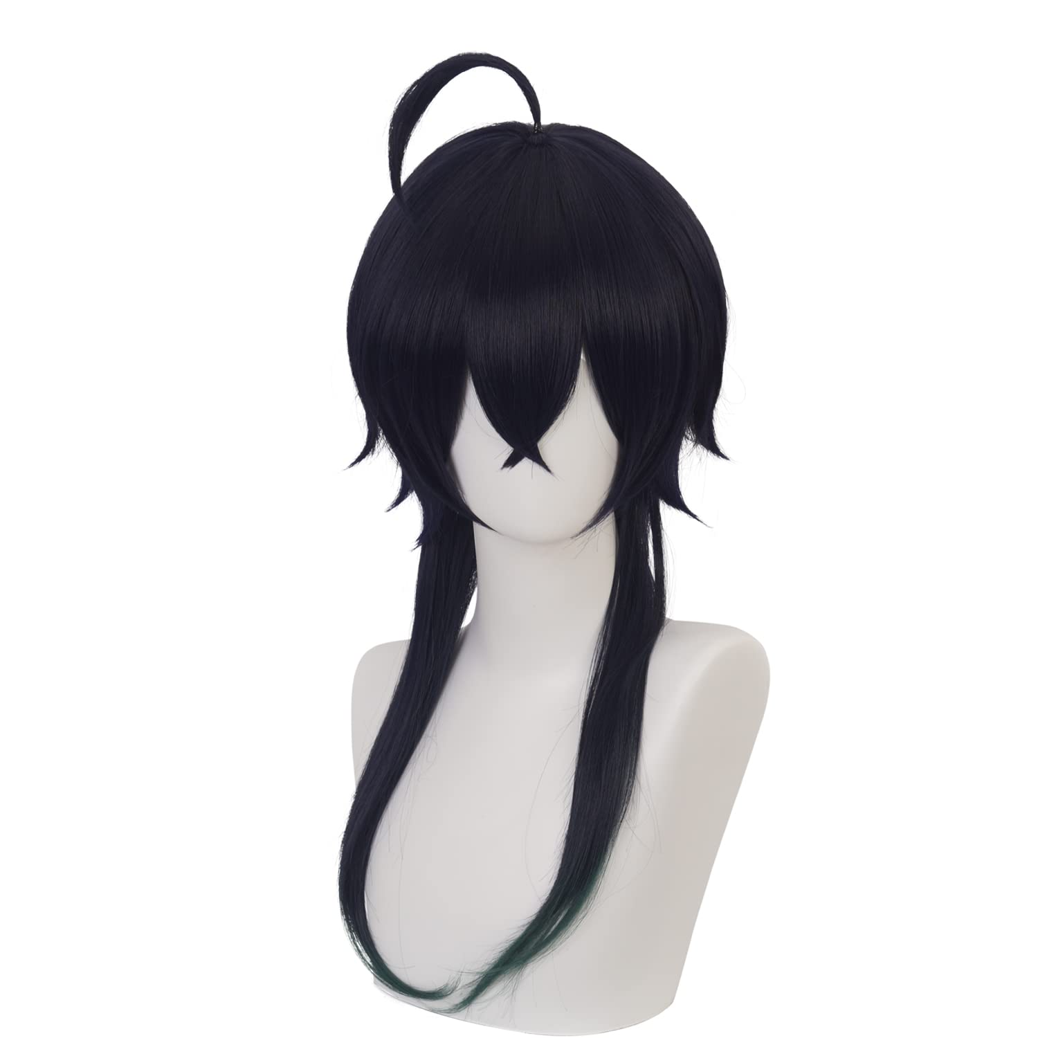 Black Wig with Bangs Long Sideburm Heat Resistant Synthetic Costume Hair for Women Halloween Cos Anime Party Comic Con Replacement Wigs