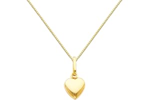 The World Jewelry Center 14k Yellow Gold Heart Pendant with 0.65mm Box Link Chain Necklace