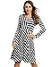 ANGVNS Long Sleeve Striped Patchwork Fit and Flare Swing Dress For Women