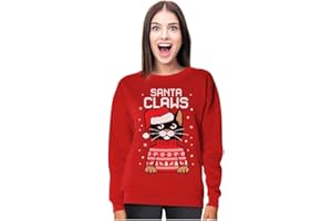Tstars Santa Claws Sweatshirt Women Teen Girls Cat Ugly Christmas Sweater Style