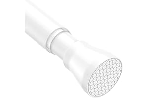 AIZESI Tension Curtain Rod Spring Tension Rods for Windows 28 to 48 Inch, No Drilling, 7/8" Diameter, White Adjustable Curtain Rod, Small Shower Curtain Rod for Bathroom, Doorway, Closet, Kitchen