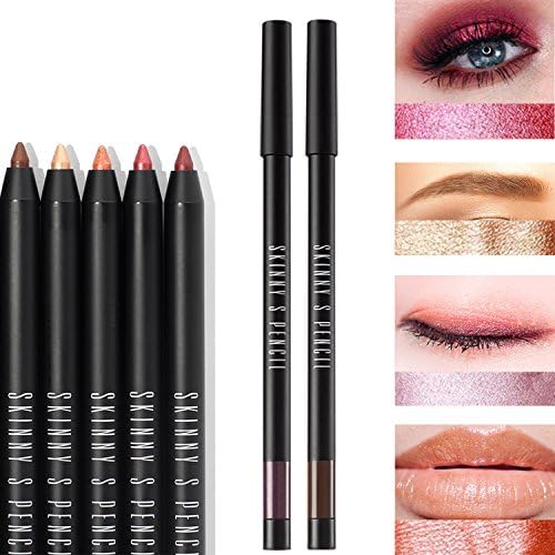 Colorful Glitter Shimmer Eyeliner Eyeshadow Eyebrow Lip Pencil Multifunctional Pen Makeup Cosmetic Waterproof Easy To Color (Sweet Wine)