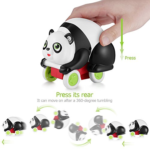 oakome Mieutoy Pull Back Car Toys,Friction Powered Soft Animal Push and Go Vehicles Toys for 2 Years Old Boys Girls and Toddlers (Panda) - Thumbnail 3