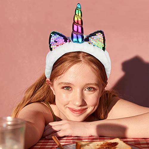 3 otters Makeup Headbands, 6PCS Unicorn Headband Shower Headbands Headwraps for Women Girls