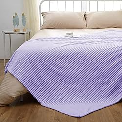 Vessia Flannel Fleece Striped Bed Blanket Twin