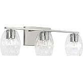 Capital Lighting 145331BN-525 Lucas Transitional Wavy Embossed Glass Vanity Lights for Bathroom, 3-Light 300 Total Watts, 8" 