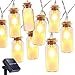 Solar String Lights, Oak Leaf 30 LEDs Waterproof Glass Jar LED Fairy Lights for Outdoor Garden Backyard Wedding Indoor Party, Warm White,9.8 ft