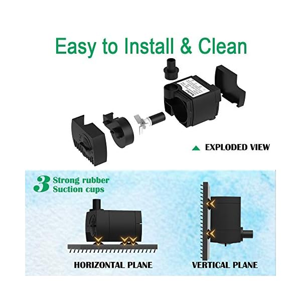 Knifel-Submersible-Pump-300LH-4W-with-Ultra-Quiet-Design-06m-High-Lift-for-Fountains-Hydroponics-Fish-Tanks-Aquariums-More Knifel Submersible Pump 300L/H 4W with Ultra Quiet Design 0.6m High Lift for Fountains, Hydroponics, Fish Tanks…