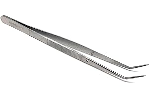Multipurpose Lab Tweezers Forceps with Angled Serrated Tips Comes with Pin Mechanism Sturdy Hold Ideal for Microscopic Precis