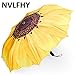 NVLFHY Sunflower Umbrella Three Folding Manual 38inch Windproof Opening and Closing Anti-Ultraviolet Sun Rain Umbrella for Woman (Yellow)