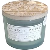 Sand + Paws Scented Candle -California Beach House –Luxurious Air Freshening Jar Candles Neutralize pet Odors and Enhance Home décor – 100% Cotton Lead-Free Wicks - 12oz