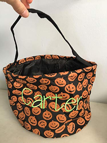 Personalized Halloween Treat Basket Embroidered Trick or Treat Bucket, Pumpkin Candy Sack - Thumbnail 5