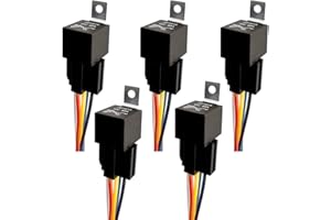 Cotonlake 12V 5pin 40A Car Relay with SPDT Harness Sockets Color-Labeled Wires for Automotive Truck Van Motorcycle Boat， Replaces Type: JD-1914(5pcs) Waterproof Relay Socket