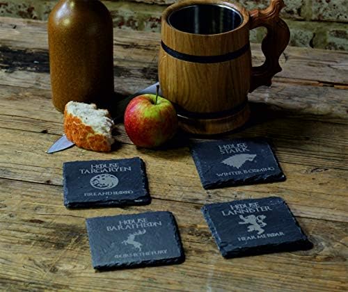 Game of Thrones Inspired Engraved Slate Coaster Set of 4 - Gift Wrapped