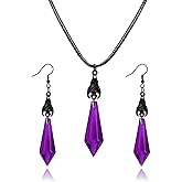 Asiamist Gothic Bat Necklace Earrings Set for Women Dark Bat Crystal Earrings Punk Red Black Arrows Crystal Earrings Vampire Necklaces Halloween Costumes Jewelry