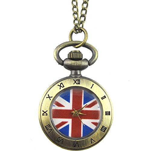 YouYouPifa British Flag Roman Digital Bronze Small Pocket Watch YouYouPifa British Flag Roman Digital Bronze Small Pocket Watch