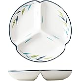 Bicuzat 1 PCS Ceramic Portion Control Plate Divided Plate Dessert Dish Salad Plate Dinner Plate-8 Inch-Leaves