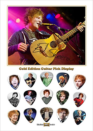 Printed picks company ed sheeran 15 celluloid guitar picks gold d…