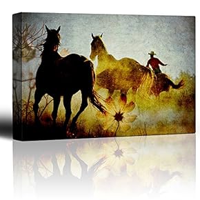 Roping Mustangs Wild Horses and Rancher on The...