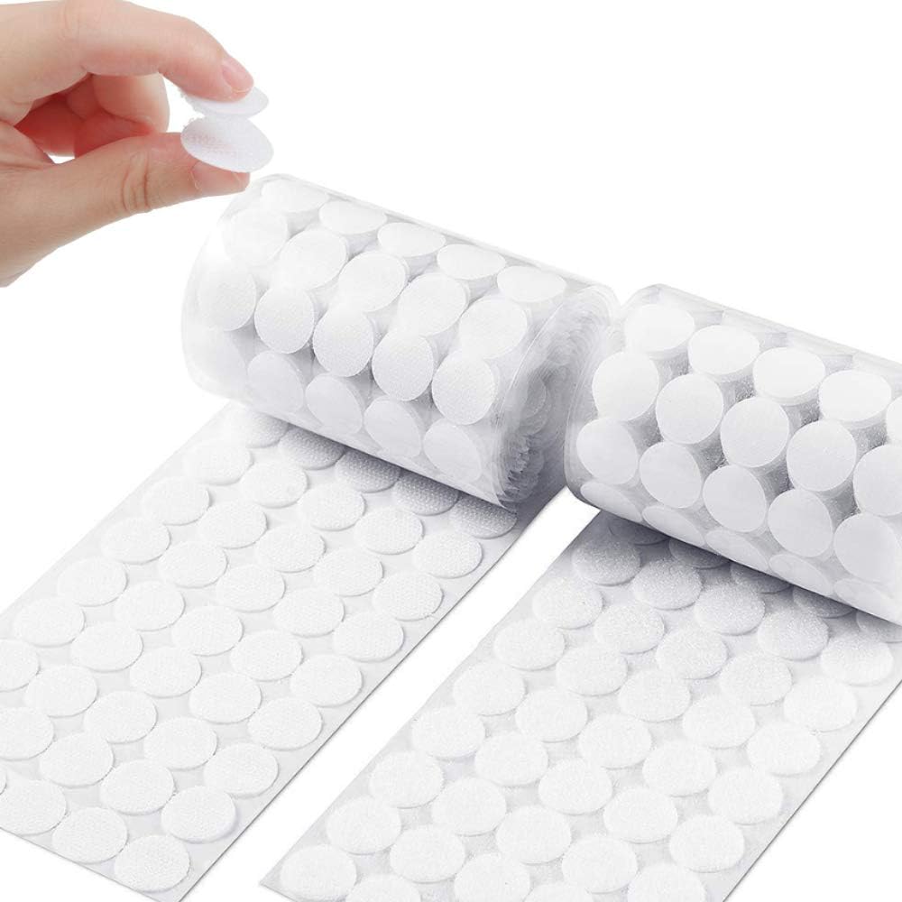 100 Pcs Hook Loop Fastener Dots Sticks Tape 1 inch Diameter Self-Adhesive Sticky Back Nylon Coins Waterproof for Classroom Office School Teachers Kids Hanging Picture Frames (White)