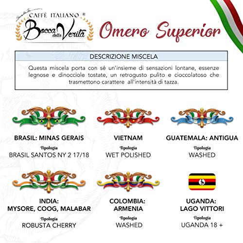 BOCCA DELLA VERITA® - Italienische Kaffeebohnen, Aroma OMERO ESPRESSO SUPERIORE, 3 Packungen mit 1 kg, Natürlich und… – Bild 3