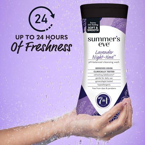 Summer's Eve Lavender Night-time Daily Refreshing All Over Feminine Body Wash, Removes Odor, Feminine Wash pH Balanced, 12 fl oz