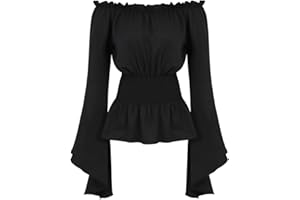 SYHTBYOH Womens Victorian Long Sleeve Boho Blouse Top Plus Size Renaissance Shirt Gothic Ruffle Pirate Skirt Cosplay Costumes