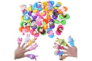 FunsLane 24pcs Easter Eggs Filled with Finger Puppets for Toddlers, 2.36 Inches Bright Colorful Plastic Easter Eggs for Kids Pinata Toys, Party Game Prizes, Goodie Bag Fillers