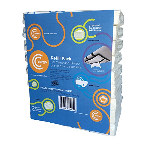 CarGo Tissues Refill Pack: 9-count Facial Tissue Packs For Tempo Car Sun Visor