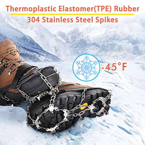 Crampons Ice Cleats Traction Snow Grips with 19 Spikes for Women Men Kids Boots Shoes Safe Protect Lightweight Crampons, Hiking, Walking, Climbing, Jogging Mountaineering on Ice and Snow (XL) - Thumbnail 3