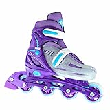 Girl's Adjustable Inline Skates by Crazy Skates - Adjusts to fit 4 Shoe Sizes - Purple with Sparkles - Model 148