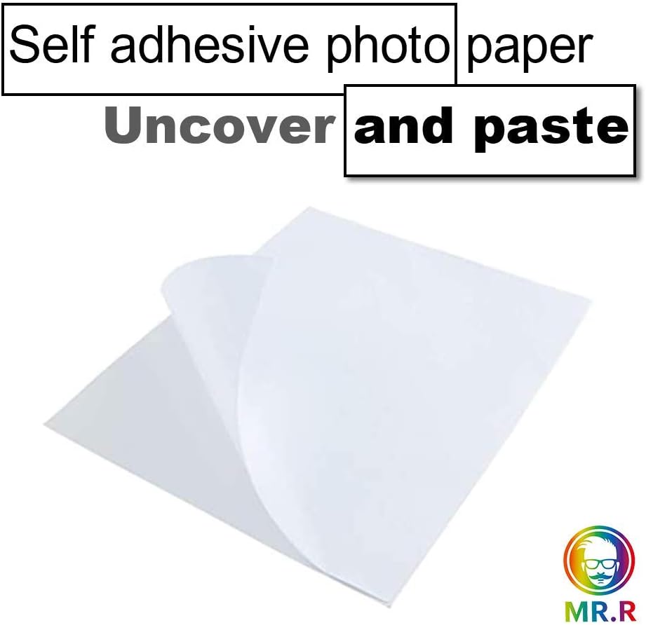 MR.R Inkjet Photo Paper Self-Adhesive Label Sticker Glossy Paper 135gsm A4 100 Sheets per Pack, Black, A4X100 sheets - Image 3