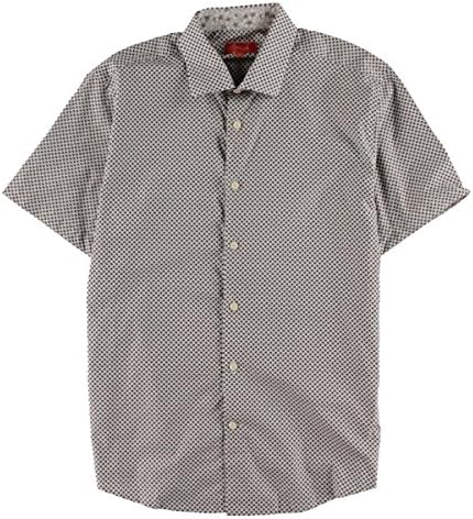 Tallia Mens Paisley Print Short Sleeve Button-Down Shirt White XL