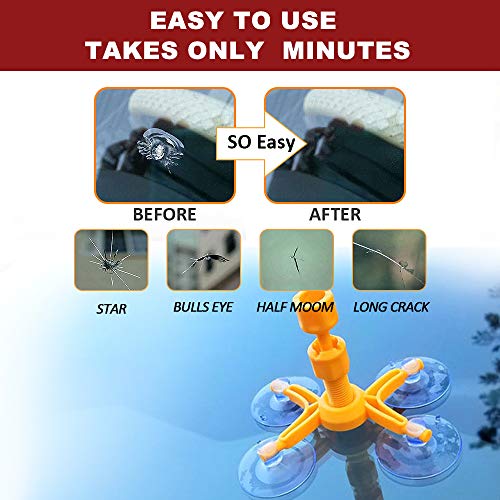 YOOHE Car Windshield Repair Kit, DIY Windshield Crack Repair Tools for Fixing Auto Glass Windshield Crack Chips, Cracks, Bulls-Eye, Star-Shaped and Half-Moon Crescents