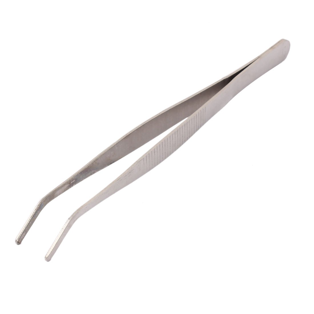 Sourcingmap 180mm Length Stainless Steel DIY Tools Curved Flat Tip Tweezerss Tool